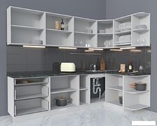 Угловая кухня Интерлиния Мила Матте 1.5x2.7 А правая (белый/мята/опал светлый)