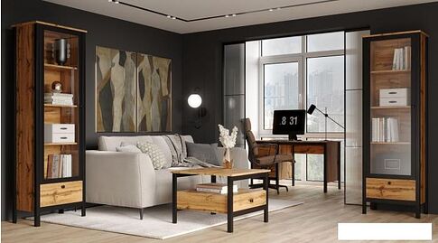 Журнальный столик BRW Loft LAW (дуб вотан/черный)