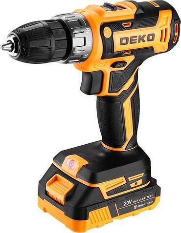 Дрель-шуруповерт Deko DKCD20V 080-1002 (с 2-мя АКБ, кейс, оснастка)