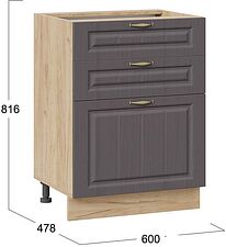 Шкаф напольный Трия Лина 1Н6Я3 (дуб крафт золотой/графит)