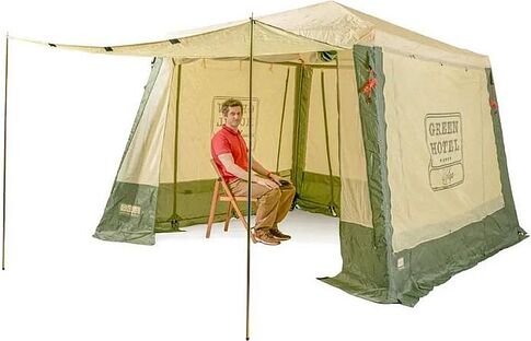 Тент-шатер Camping World Green Hotel Volga 138199 (зеленый/бежевый)
