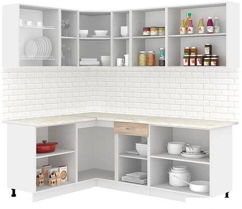 Готовая кухня Кортекс-мебель Корнелия Лира 1.5x2.2 (дуб сонома/королевский опал)