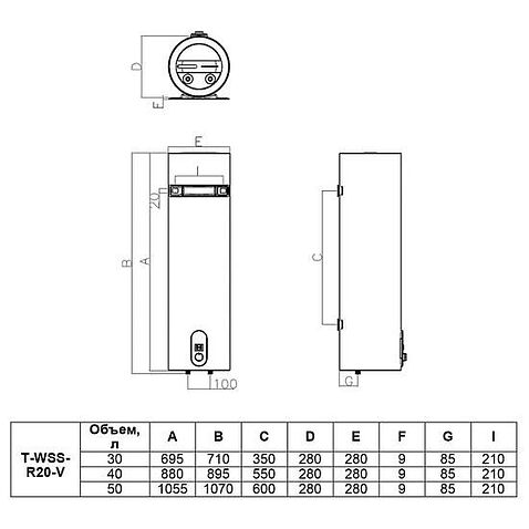 Накопительный электрический водонагреватель Timberk Fiji T-WSS40-R20-V