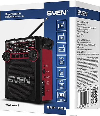 Радиоприемник SVEN SRP-355 (черный/красный)