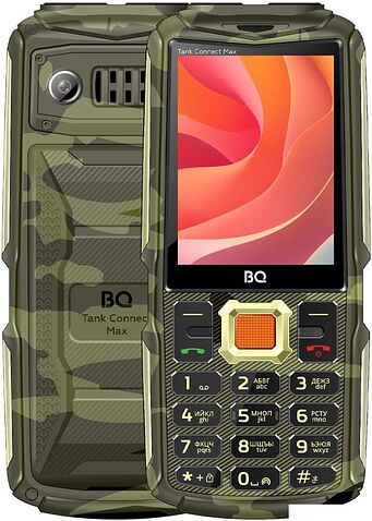 Кнопочный телефон BQ 2830L Tank Connect Max (камуфляж/золотистый)