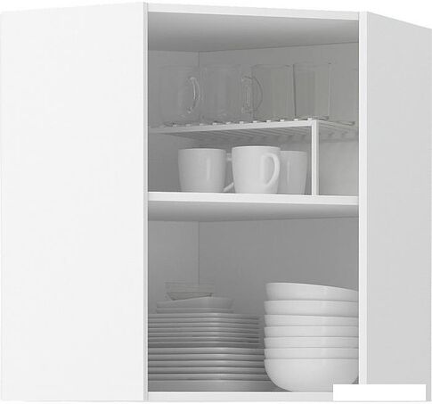 Шкаф навесной Mio Tesoro Пасадена ШВУ 600 угловой (белый/белый бриллиант)