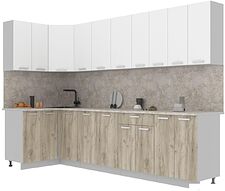 Готовая кухня Интерлиния Мила Лайт 1.2x3.0 (белый платинум/дуб серый/малага)