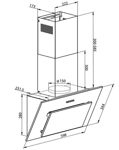 Кухонная вытяжка Weissgauff Yota 600 PB BL