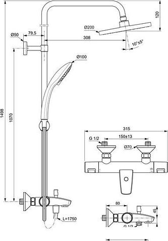Душевая система  Ideal Standard Ceratherm T25 A7590AA