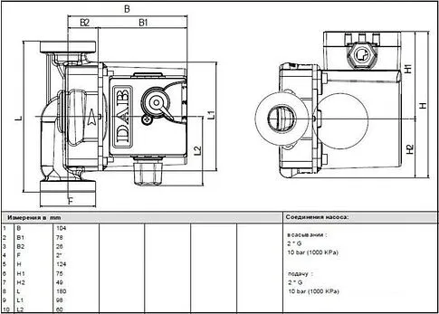 Циркуляционный насос DAB VA 55/180X(1"1/4)