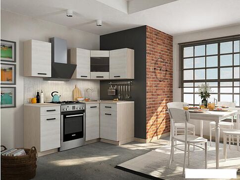 Готовая кухня Genesis Мебель Алиса Loft №3 1.4x1.1 (дуб сонома/сосна белый)