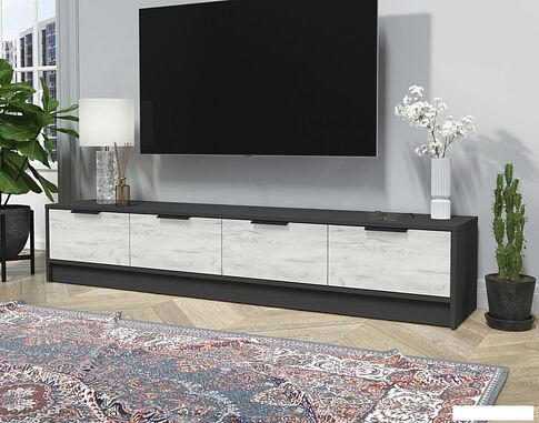 Тумба Интерлиния ТВ Концепт КТ-ТВ4-35 (дуб белый/антрацит)