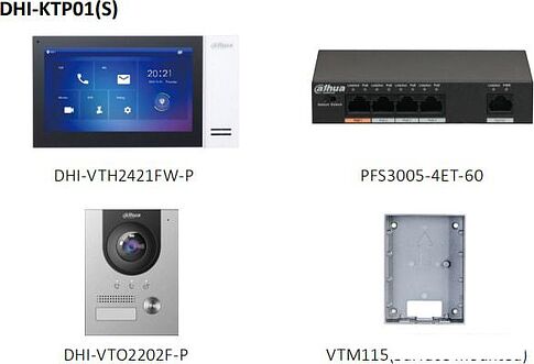 Комплект видеодомофона Dahua DHI-KTP01(S)