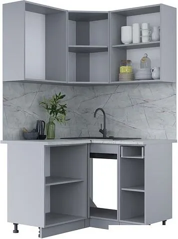 Готовая кухня Интерлиния Мила Лайт 1.2x1.2 (белый платинум/белый платинум/дуб бунратти)