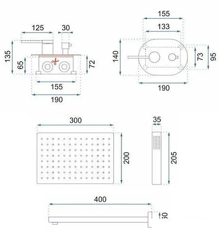 Душевая система  Rea Oval P8466