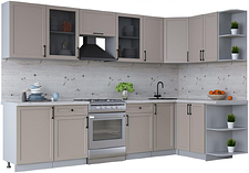 Готовая кухня Интерлиния Тренд 1.5x3.1 правая (луна/луна/бискайская сосна)