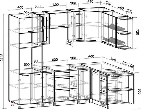 Готовая кухня Интерлиния Мила Gloss 1.68x2.4 правая (белый софт/белый софт/травертин серый)