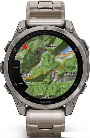 Умные часы Garmin Fenix 8 Sapphire, Titanium 47мм (светло-серый, титановый ремешок)
