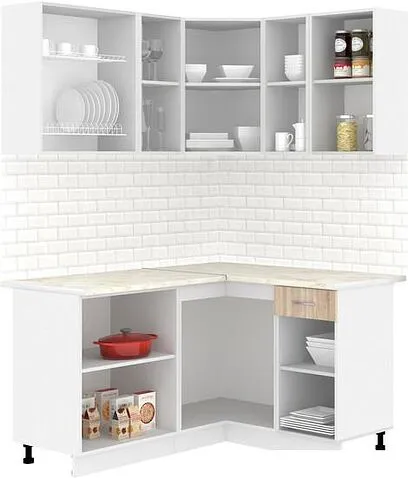 Готовая кухня Кортекс-мебель Корнелия Лира 1.5x1.3 (дуб сонома/королевский опал)