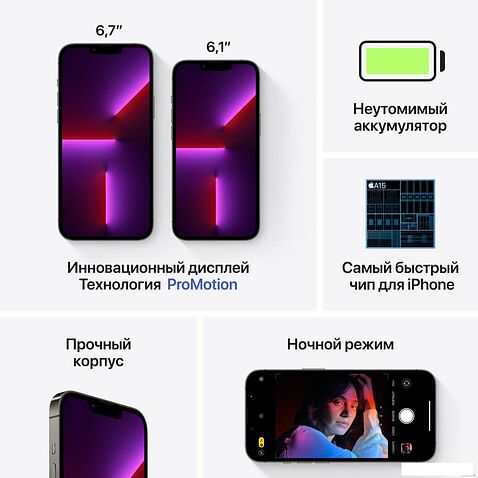 Смартфон Apple iPhone 13 Pro Max 128GB Восстановленный by Breezy, грейд A (графитовый)