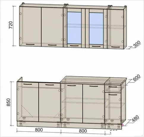 Готовая кухня Интерлиния Мила 19 (белый платинум/белый платинум глянец/дуб бунратти)
