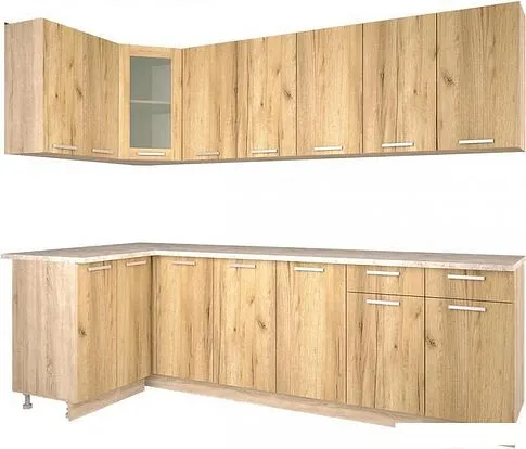 Готовая кухня Интерлиния Мила 12x26 (дуб золотой)