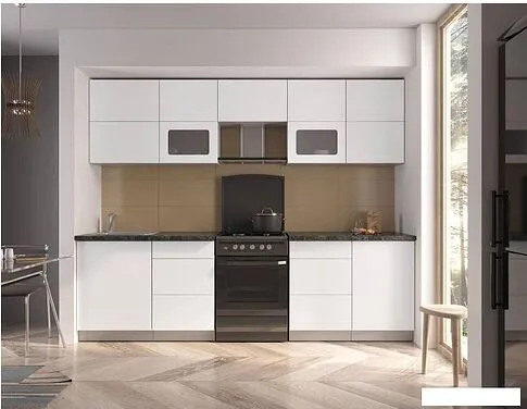 Кухня Интерлиния Мила Матте 2.7 Б (белый/белый/кастилло темный)