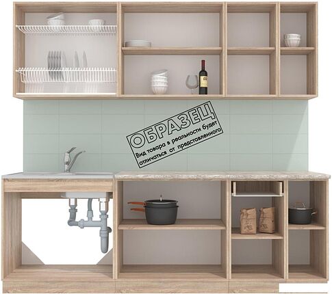 Готовая кухня Интерлиния Мила 23 (белый платинум/дуб серый/малага)