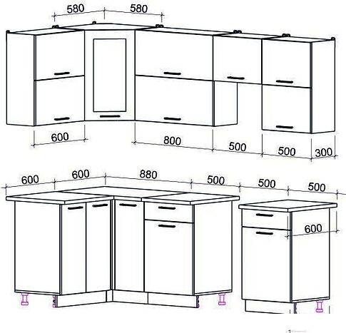 Угловая кухня Интерлиния Мила Gloss 50-12x24 (бордовый/черный глянец)