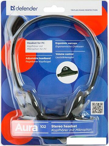 Наушники с микрофоном Defender Aura HN-102 (черный)