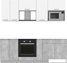 Готовая кухня Интерлиния Мила Лайт 2.2 ВТ (белый платинум/бетон/бискайская сосна)