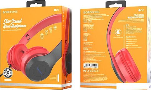 Наушники Borofone BO5 (черный/красный)