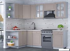 Готовая кухня Интерлиния Мила Шато 1.5x2.5 левая (луна/луна/бискайская сосна)