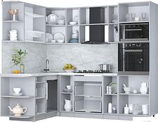 Готовая кухня Интерлиния Мила Пластик 1.68x2.4 LV (белый глянец/туманный глянец/опал светлый) Готовая кухня Интерлиния Мила Пластик 1.68x2.4 LV (белый глянец/туманный глянец/опал светлый)