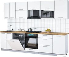 Готовая кухня Интерлиния Мила Gloss 2.9-ПМ2 (белый/белый/дуб бунратти)