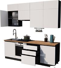 Готовая кухня ВерсоМебель Эко Премиум 2.4 (белый фасадный/ст. дуб вотан) Готовая кухня ВерсоМебель Эко Премиум 2.4 (белый фасадный/ст. дуб вотан)