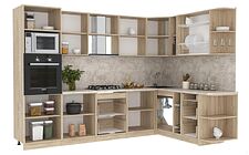 Готовая кухня Интерлиния Мила 1.88x3.0 правая (вудлайн кремовый/антрацит/малага)