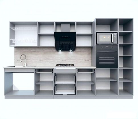 Готовая кухня Интерлиния Мила Пластик 3.4 (мрамор/белый глянец/кастилло темный)