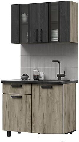 Готовая кухня Стендмебель Эдинбург 1.0 (железный камень/дуб крафт серый)