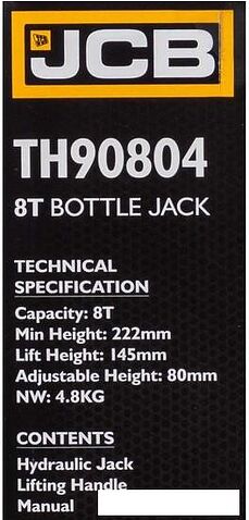 Бутылочный домкрат JCB TH90804 (8т)