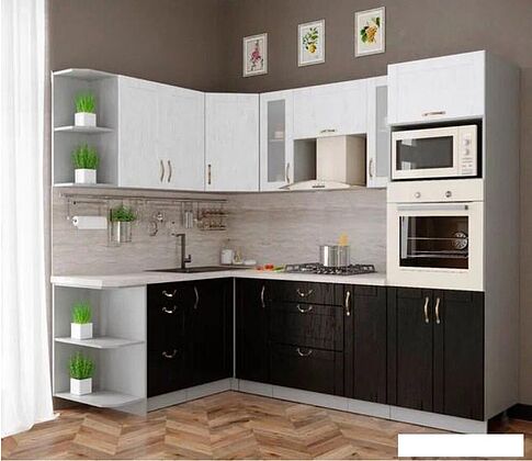 Готовая кухня Интерлиния Мила Крафт 1.68x2.4 левая (дуб английский/дуб полярный)