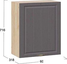 Шкаф навесной Трия Лина 1В6 с одной дверью (дуб крафт золотой/графит)