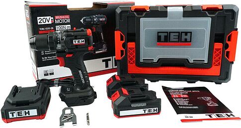 Дрель-шуруповерт TEH TDBL1020-2B (с 2-мя АКБ, кейс)