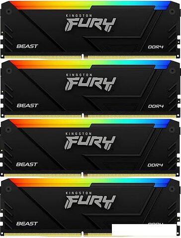 Оперативная память Kingston FURY Beast RGB 4x32ГБ DDR4 3600 МГц KF436C18BB2AK4/128