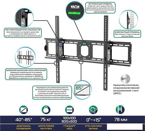 Кронштейн Onkron UT4 (черный)
