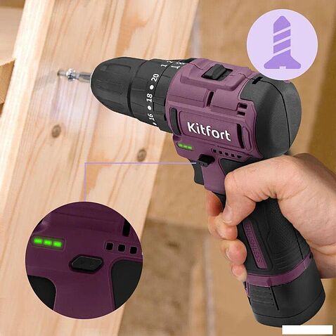 Ударная дрель-шуруповерт Kitfort KT-6505 (с 1-им АКБ)