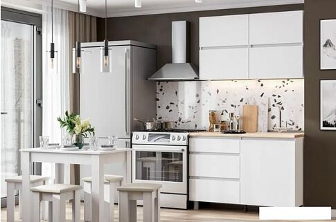 Готовая кухня Mio Tesoro Токио 1.2 (белый текстурный/дуб сонома)