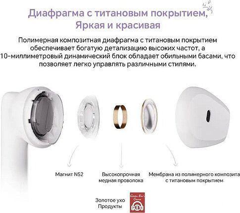 Наушники HONOR Earbuds X6 (сиреневый, международная версия)