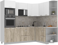 Готовая кухня Интерлиния Мила Лайт 1.68x2.4 правая (белый платинум/дуб серый/малага)