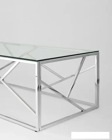 Журнальный столик Stool Group Арт Деко 120x60 ECT-015 (прозрачное стекло/сталь серебристый)